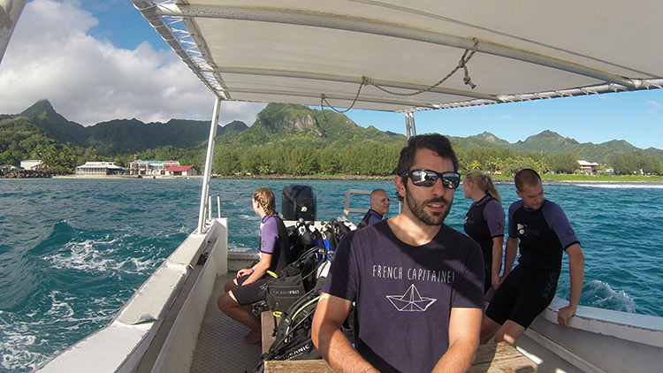 Helm time on the Pacific Divers boat